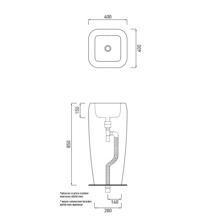 Umywalka Cielo Shui 40x40x85, wolnostojąca- sanitbuy.pl