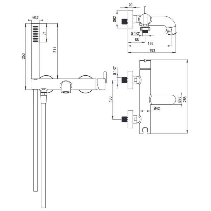 Bateria umyalkowa podtynkowa , Deante Silia, stal szczotkowana