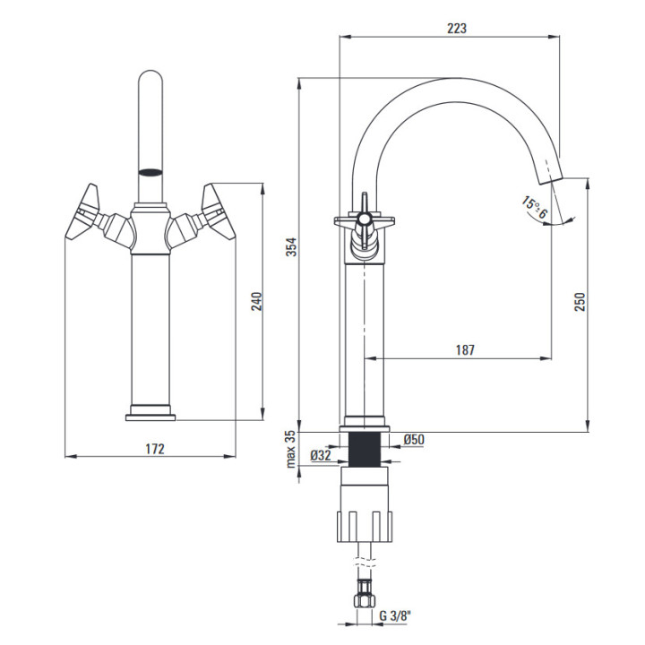 Bateria umywalkowa , Deante Temisto, chrom