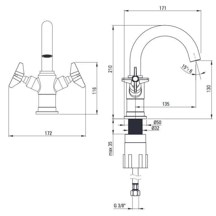 Bateria wannowa z zestawem prysznicowym, Deante Temisto, chrom