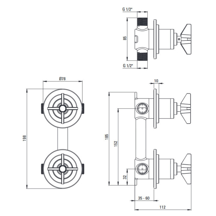 Bateria bidetowa , Deante Temisto, chrom