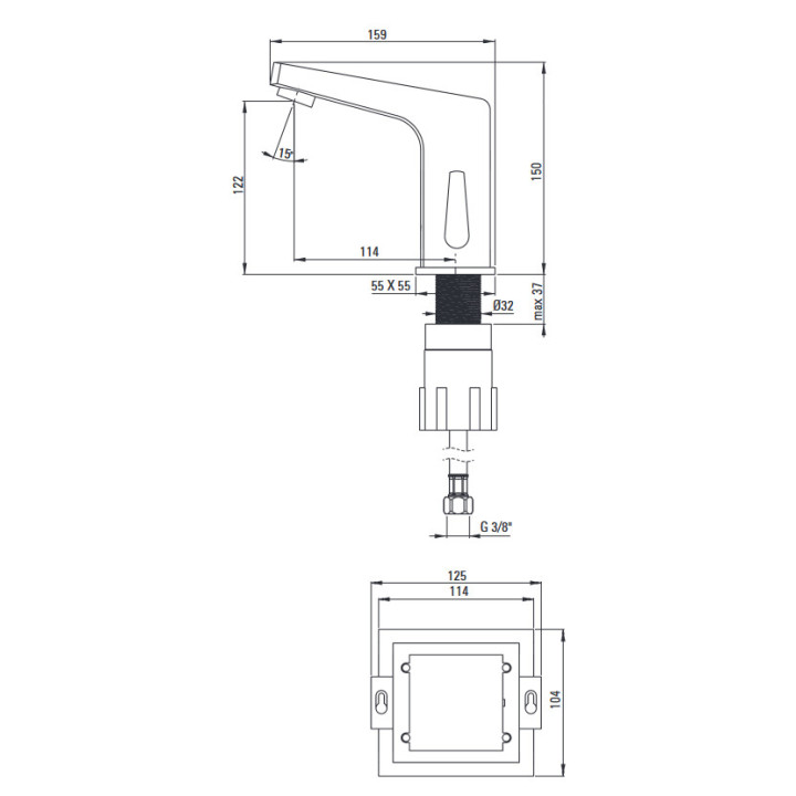 Bezdotykowa bateria umywalkowa Deante, sensorowa, wysokość 150mm, chrom