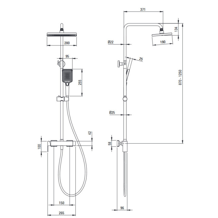 Deszczownica z baterią wannową- ruchoma wylewka , Deante Alpinia , złoty