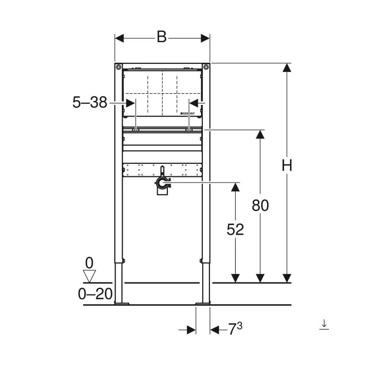 Stelaż do pisuaru GEBERIT DUOFIX uniwersalny, dla armatury podtynkowej H112 - 130