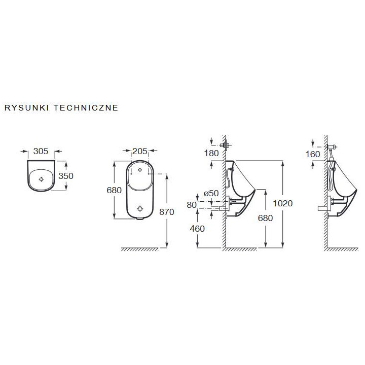 Pisuar bez pokrywy Roca Merino-N 