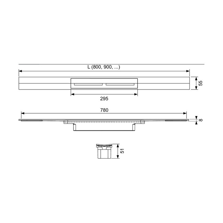 Ruszt profilu prysznicowego TECEdrainprofile, kolorowa powłoka PVD, 900mm, czarny chrom szczotkowany