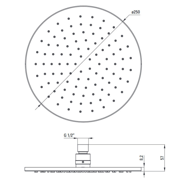 Głowica prysznicowa okrągła 250mm, Deante Cascada, chrom