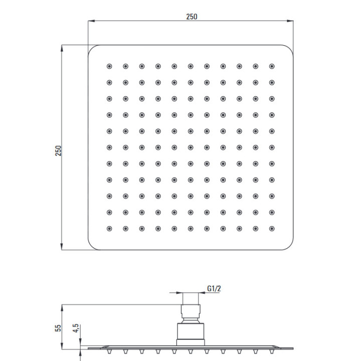Deszczownica prysznicowa stalowa 300x300mm, Deante Floks, chrom