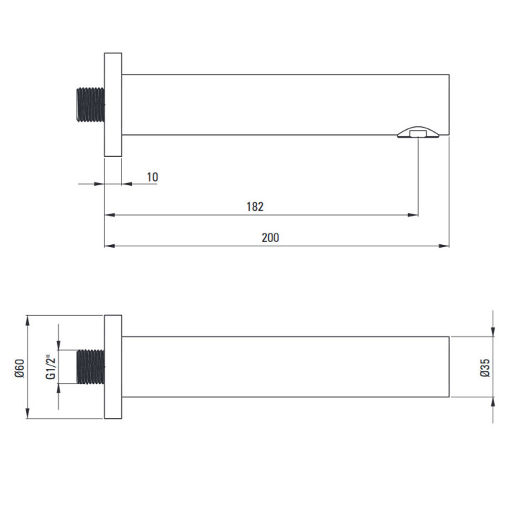 Wylewka prysznicowa ścienna 400mm Deante Cascada , stal szczotkowana