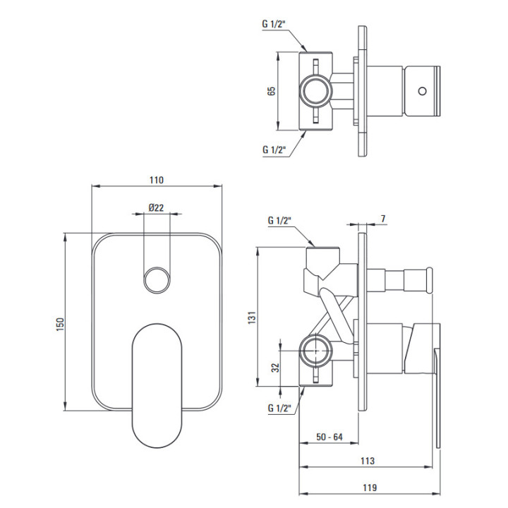 Zestaw prysznicowy podtynkowy, Deante Anemon, chrom