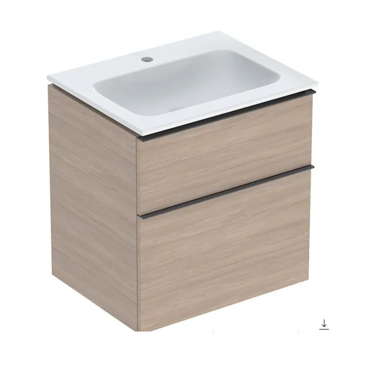 Umywalka meblowa Geberit iCon Set slim, z szafką pod umywalkę, umywalka biała, szafka dąb
