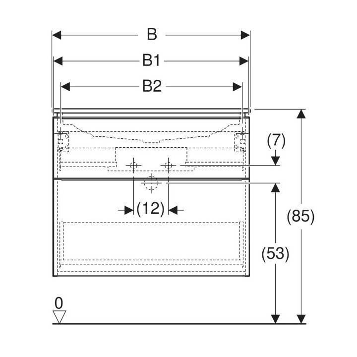 Umywalka meblowa Geberit iCon Set slim, z szafką pod umywalkę, umywalka biała, szafka dąb