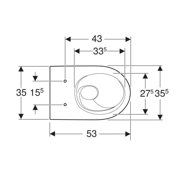 Miska ustępowa Geberit Acanto wisząca 51x35 cm, ukryte mocowania, Rimfree - biała