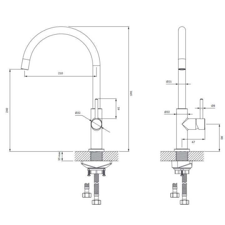 Bateria kuchenna do podłączenia zestawu filtrującego, Omnires Switch , miedź antyczna
