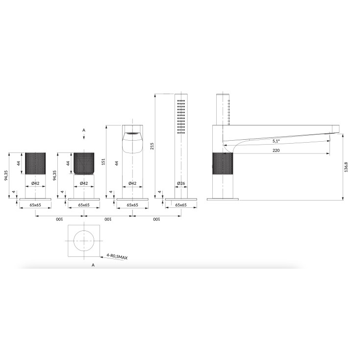 Bateria prysznicowa Omnires Contour, podtynkowa, 1 wyjście wody, chrom