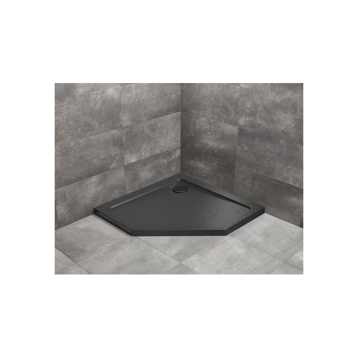 Brodzik pięciokątny Radaway Doros PT, 80x80cm, akrylowy, stone antracytowy