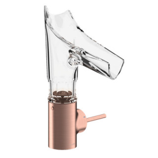 Jednouchwytowa bateria umywalkowa ze szklaną wylewką i nie zamykanym kompletem odpływowym, Hansgrohe Axor Starck V, chrom