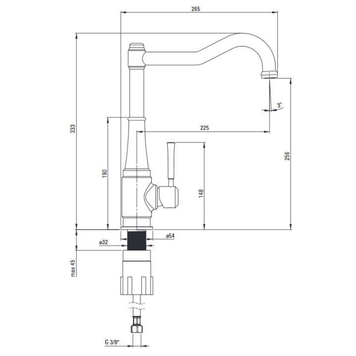 Bateria kuchenna z prostokątną wylewką, Deante Tamizo, złoto