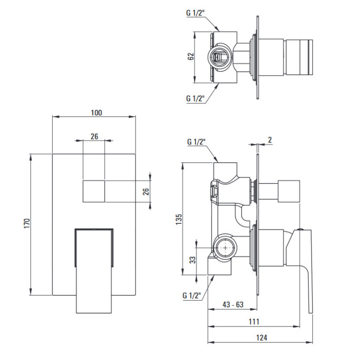 Zestaw prysznicowy podtynkowy, Deante Anemon, chrom