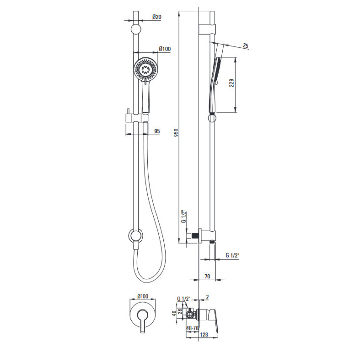 Zestaw prysznicowy podtynkowy, Deante Arnika, złoto 
