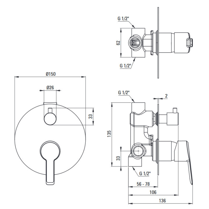 Zestaw prysznicowy podtynkowy z drązkiem, Deante Arnika, nero