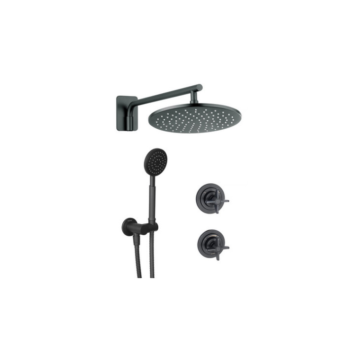 Zestaw prysznicowy podtynkowy z drązkiem, Deante Arnika, nero