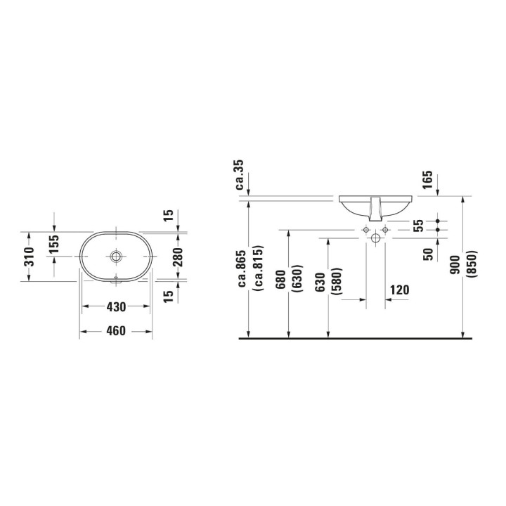 Umywalka podblatowa, Duravit Foster, 430x280 mm, Biały Alpin- sanitbuy.pl