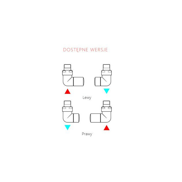 Zestaw trójosiowy regulacyjny osiowy, kątowy Terma Vision All In One, lewy - RAL i kolory specjalne