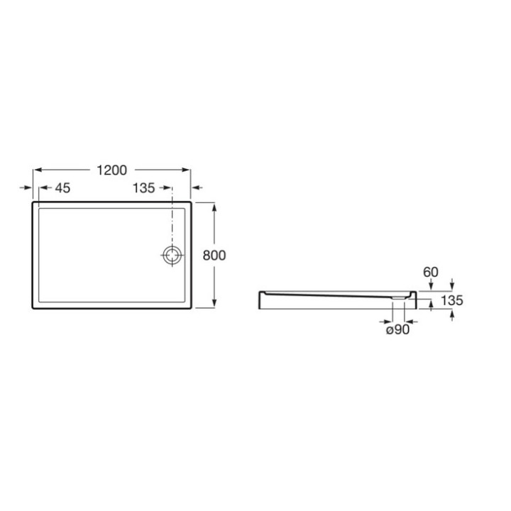 Brodzik Roca Granada 120x80x13 cm- sanitbuy.pl