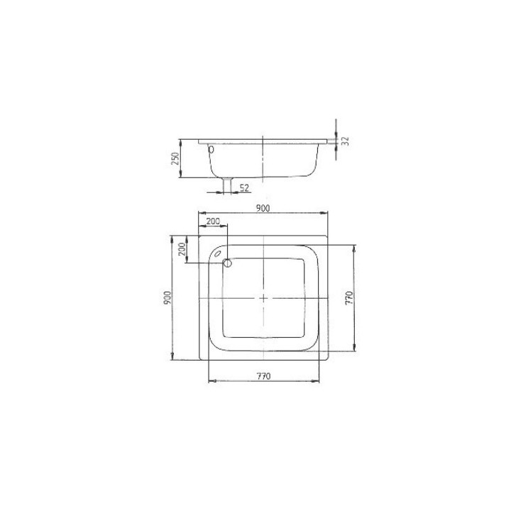 Brodzik Kaldewei Sanidusch z otworem przelewowym 90x90x25 cm - model 496- sanitbuy.pl