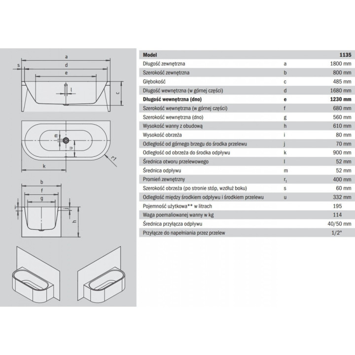 Wanna stalowa Kaldewei Centro Duo 133 180x80 cm