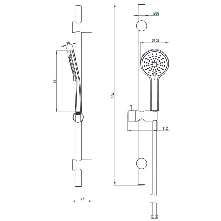 Zestaw prysznicowy 4-funkcyjny z drążkiem, Deante Anemon, nero