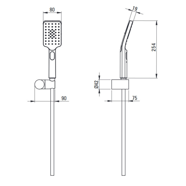 Zestaw prysznicowy 3-funkcyjny z drążkiem, Deante Jasmin, nero