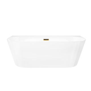 Wanna przyścienna wolnostojąca Corsan Mono 150cm z szeroką krawędzią i wykończeniem czarnym - biała