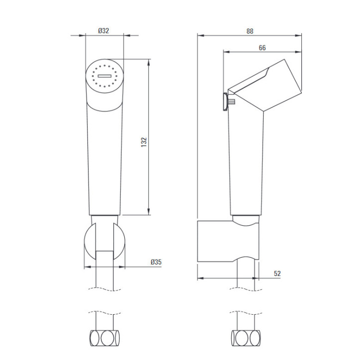 Zestaw bidetta punktowy z przyłączem kątowym- uchwyt na słuchawkę , Deante Bidetta, nero