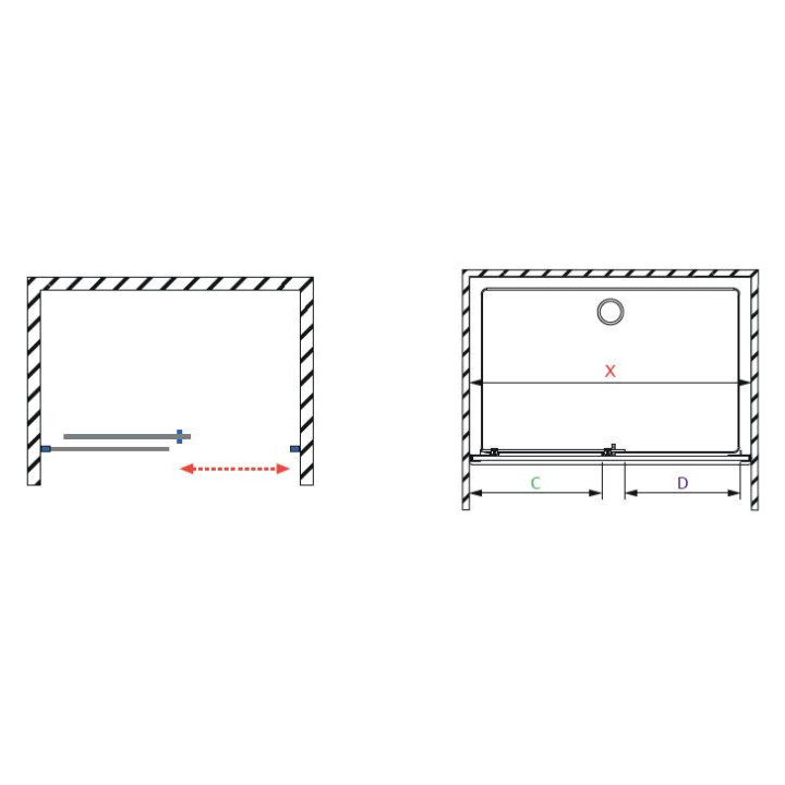 Drzwi prysznicowe do wnęki Radaway Premium Plus DWJ 120, uniwersalne, 1175-1215mm, szkło fabric, profil chrom