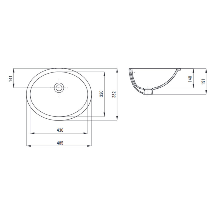 Umywalka ceramiczna podblatowa, Deante Alpinia, biała