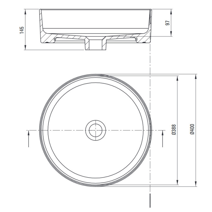 Umywalka ceramiczna nablatowa z miejscem na baterię, Deante Round, biała