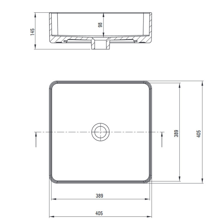 Umywalka ceramiczna nablatowa z miejscem na baterię, Deante Square, biała