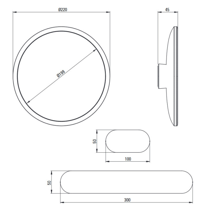 Lusterko kosmetyczne na ruchomym ramieniu dwustronne, Deante Round , chrom