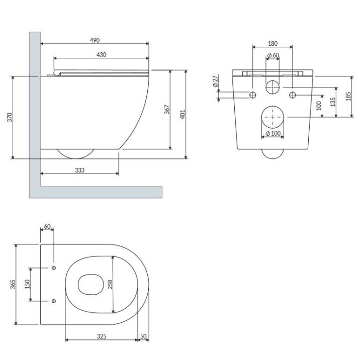 Miska wisząca SILENT POWER™ Omnires Ottawa,z deską wolnoopadającą, 49x37cm, biały połysk