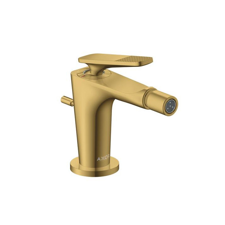 Jednouchwytowa bateria umywalkowa Axor Citterio C 125 CoolStart z kompletem odpływowym z cięgłem, szlif kwadratowy - złoty optyc