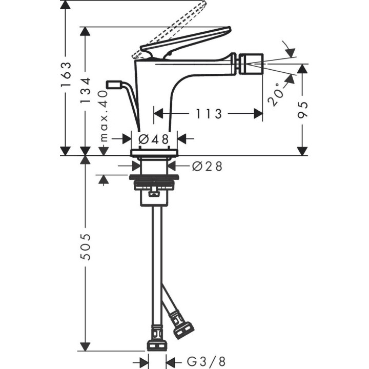 Jednouchwytowa bateria umywalkowa Axor Citterio C 125 CoolStart z kompletem odpływowym z cięgłem, szlif kwadratowy - złoty optyc