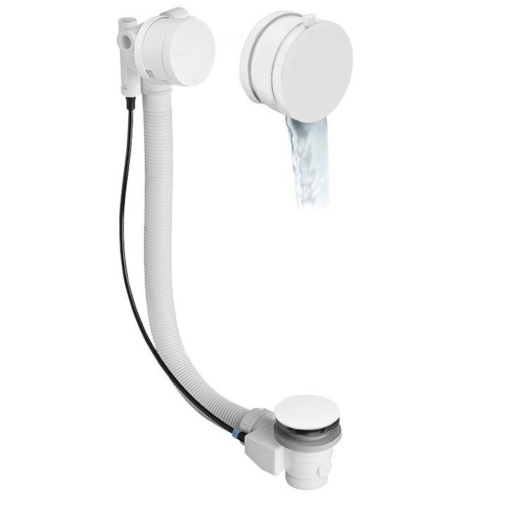 Syfon wannowy do instalacji zewnętrznej z łańcuszkiem i syfonem, Polysan CHARLESTON, chrom