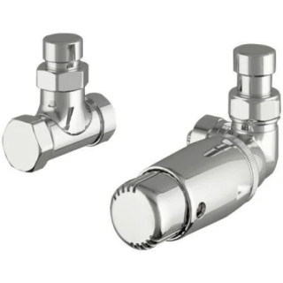 Zestaw zaworów Enix Vero grzejnikowych kątowych, na instalację pex - chrom