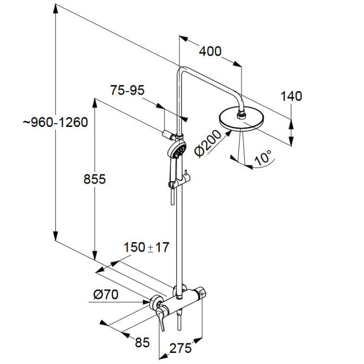 Zestaw prysznicowy Kludi Logo Shower Duo, bateria natryskowa termostatyczna, chrom