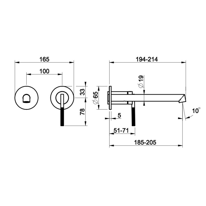 Bateria umywalkowa Gessi Ingranaggio, podtynkowa, 2-otworowa, krótka wylewka, chrom