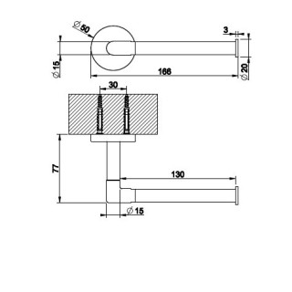 Szczotka wc Gessi Ingranaggio, ścienna, z czarną ceramiką - Black Metal Brushed PVD