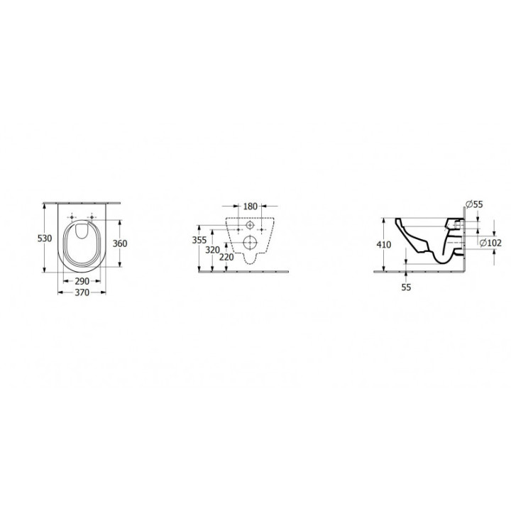 Miska wisząca Villeroy&Boch Architectura, 53x37 cm, bez kołnierza, z powłoką antybakteryjną AntiBac, z powłoką ochronną CeramicP