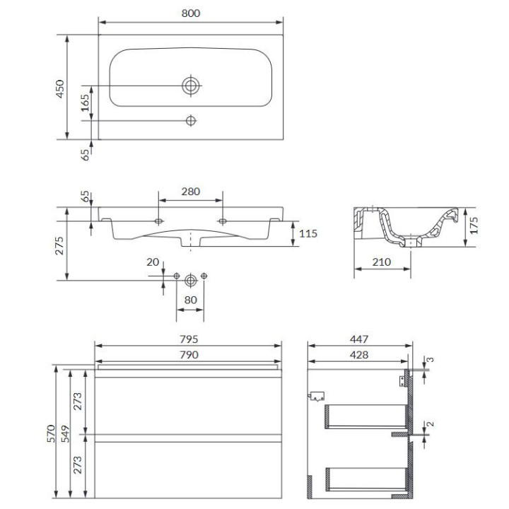 Szafka podumywalkowa Cersanit Moduo Slim 60, antracyt